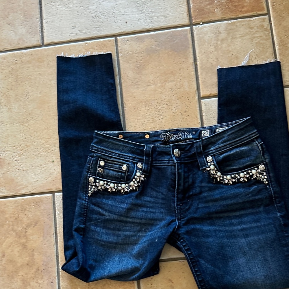 Miss Me Women's Dark Blue Embellished Skinny Jeans